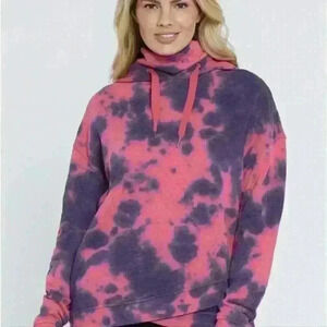 Seven7 Tie Dyed "Iggy Wash Rio Red" High-Low Hoodie With Mask Size Large